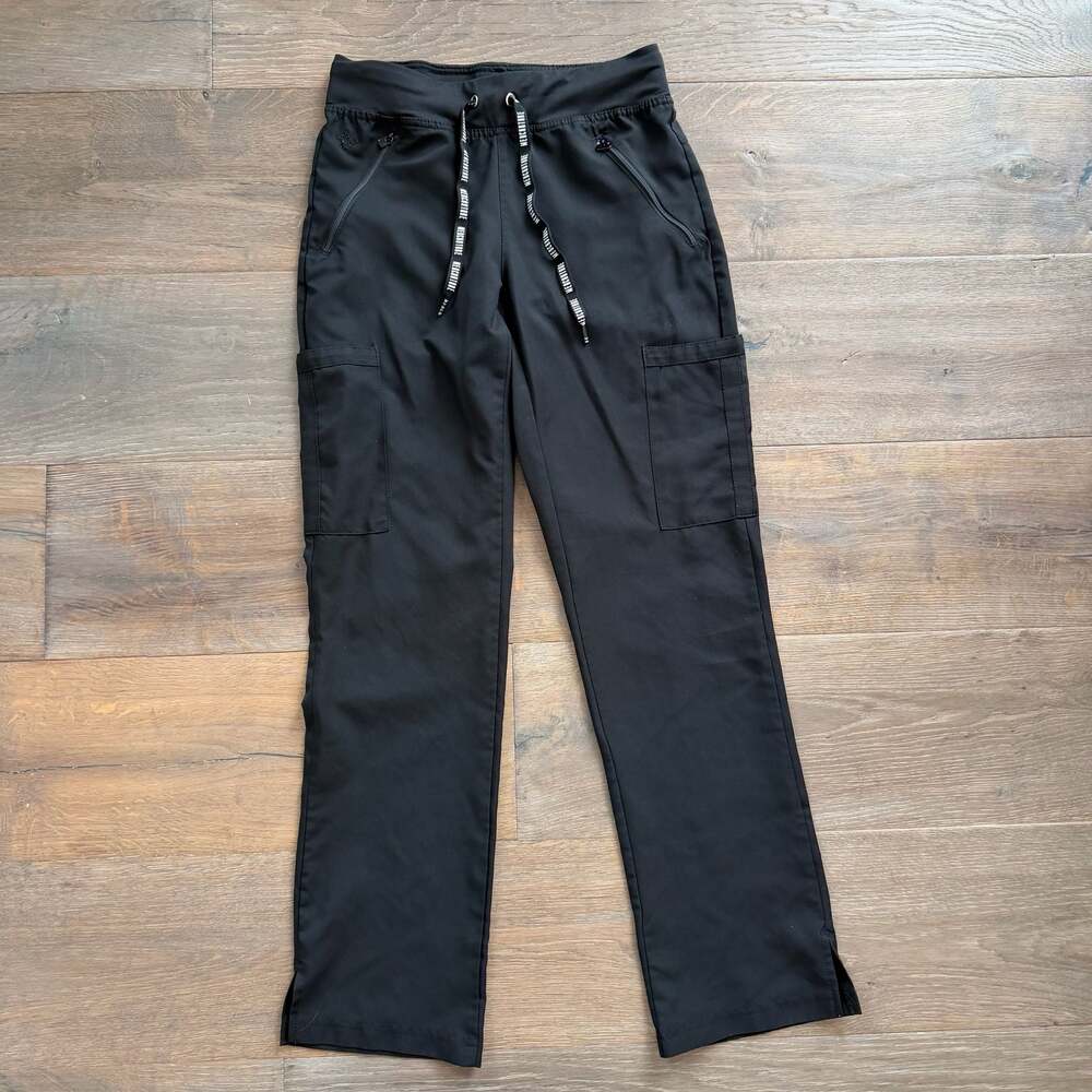 Med Couture Insight 4-Pocket Zipper Cargo Black Scrub Pants Size XS